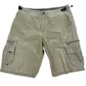 Kuhl Dry Cargo Shorts Men's Large Beige Zip Pockets Adjustable Waist Outdoors